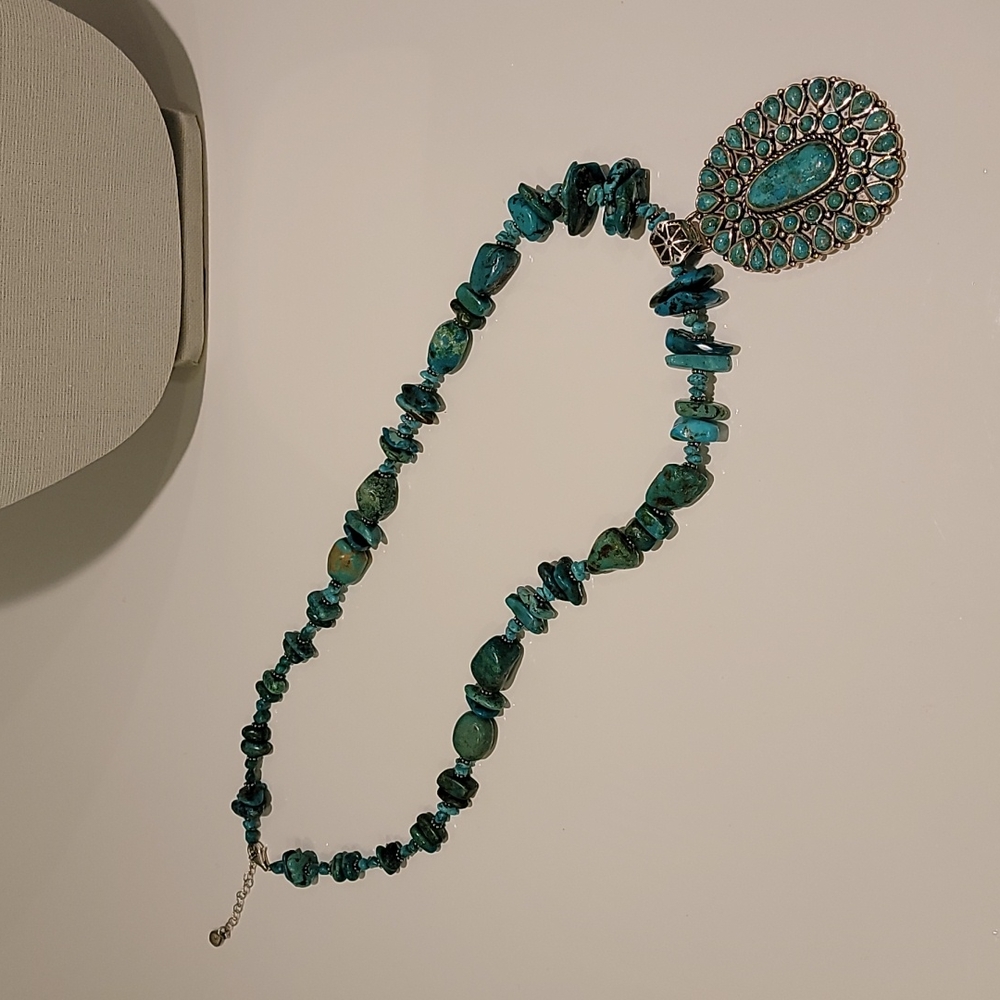 RARE Barse Turquoise & Silver Necklace with Detachable Pendant - Picture 6 of 12